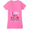 Ladies' Jersey Short-Sleeve Deep V-Neck T-Shirt Thumbnail